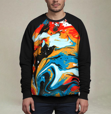 Динамичный танец красок в абстрактном экспрессионизме, Свитшот мужской 3D / хлопок