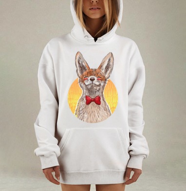 Очаровательный фенек в красной бабочке, Hoodie Mjhigh Dig, оверсайз, утепленная