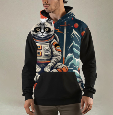 Японский кот космонавт, Толстовка мужская Regular 3D