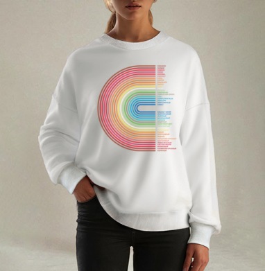 Rainbow Gradient Colors – Радужный Градиент Цветов, Свитшот оверсайз белый женский