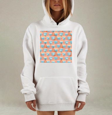 Медитация девушек в облаках на фоне голубого неба, Hoodie Mjhigh Dig, оверсайз, утепленная