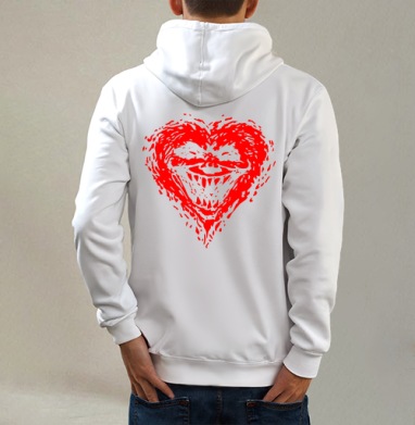Evilheart, Толстовка на молнии, печать на спине. муж. белая v3 320гр