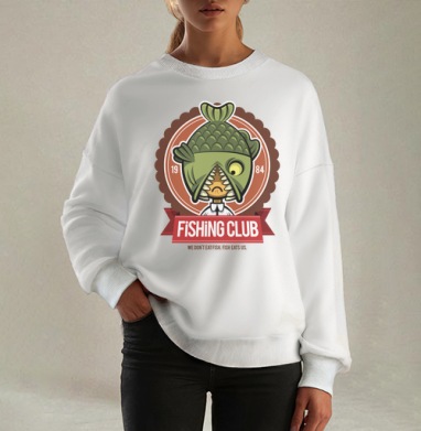 Fishing Club, Свитшот оверсайз белый женский