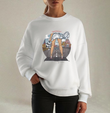 Legendary cars, Свитшот оверсайз белый женский