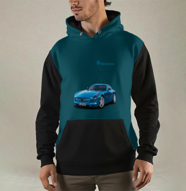 Глубокий синий Mercedes Benz SLS роскошь мощь, Толстовка мужская Regular 3D