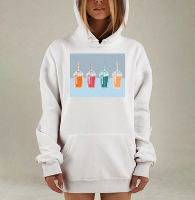 Разноцветные холодные напитки в пластиковых стаканах для питья, Hoodie Mjhigh Dig, оверсайз, утепленная