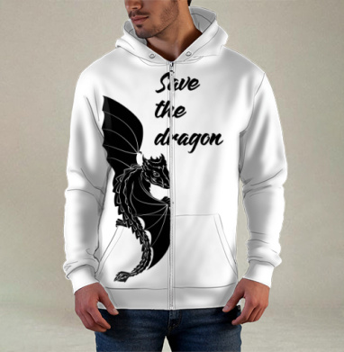 Милый черный дракон с крыльями ползет по футболке Save the dragon, Толстовка мужская на молнии 3Д полная запечатка