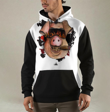 Дерзкая свинья с сигарой и огнем, Толстовка мужская Regular 3D