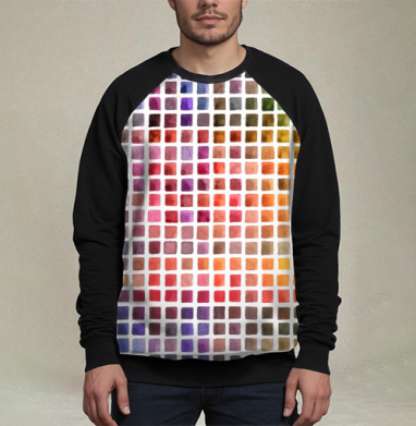 Акварельные квадратики, Свитшот мужской 3D / хлопок