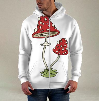 Mushrooms Грибочки, Толстовка мужская на молнии 3Д полная запечатка