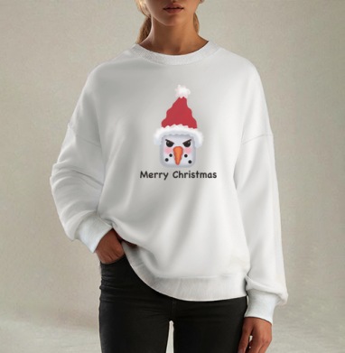 Агрессивный снеговик с красной шапкой и надписью Merry Christmas - Магазин футболок SychEvaartist - Дизайнерские принты
