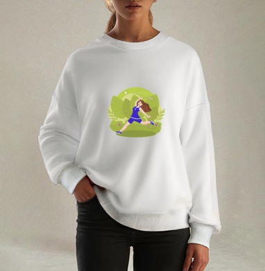Спортивная девушка с бадминтонной ракеткой на зеленом фоне спорта - Женские Свитшоты