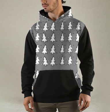 Белые елки снежинки новогодний семейный look, Толстовка мужская Regular 3D