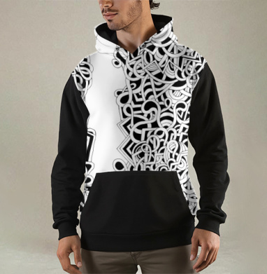 Черно-белый дудл с петлями, Толстовка мужская Regular 3D