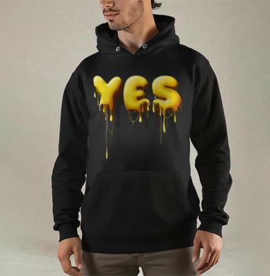 Объемные желтые капающие буквы да Yes, Толстовка мужская Regular 3D
