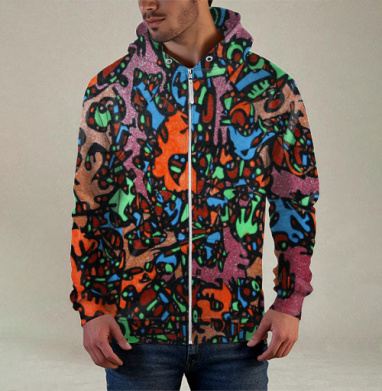 Плюс Минус, Толстовка мужская на молнии 3Д полная запечатка