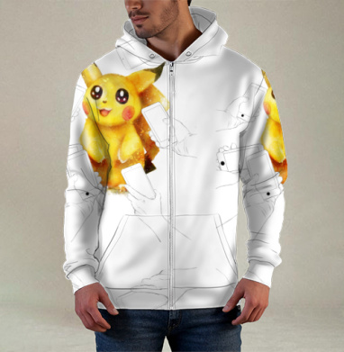 Pokemon, Толстовка мужская на молнии 3Д полная запечатка