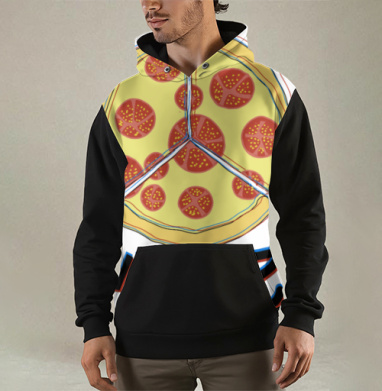 Весёлая трёхчастная пицца с перевёрнутой надписью Pizza, Толстовка мужская Regular 3D