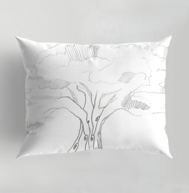 Sketchy Tree – Эскиз дерева в графическом стиле для декора интерьера, Подушка декоративная 50х70 см