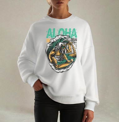 Aloha Zeus / Алоха Зевс, Свитшот оверсайз белый женский