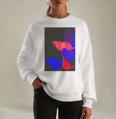 Floral print / Цветочный принт, Свитшот оверсайз белый женский