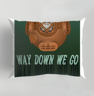Погружение вглубь моря с подводным шлемом Way down we go, Подушка декоративная 50х70 см