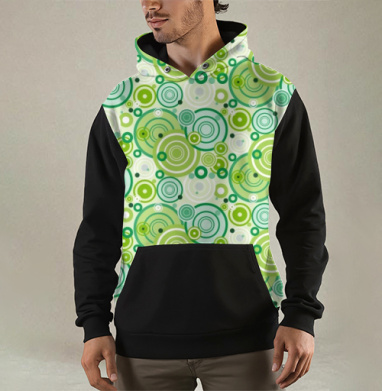 Абстрактные кольца в зелёно-голубых тонах, Толстовка мужская Regular 3D