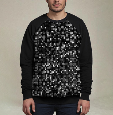 Киберпанк glitch art пиксельная матрица QR мозаика, Свитшот мужской 3D / хлопок
