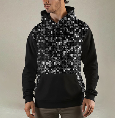 Киберпанк glitch art пиксельная матрица QR мозаика, Толстовка мужская Regular 3D