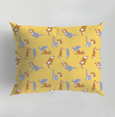 Playful Pets Cats Pattern – Паттерн игры веселых котиков дизайн, Подушка декоративная 50х70 см