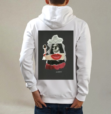 LADY GAGA / ЛЕДИ ГАГА, Толстовка на молнии, печать на спине. муж. белая v3 320гр