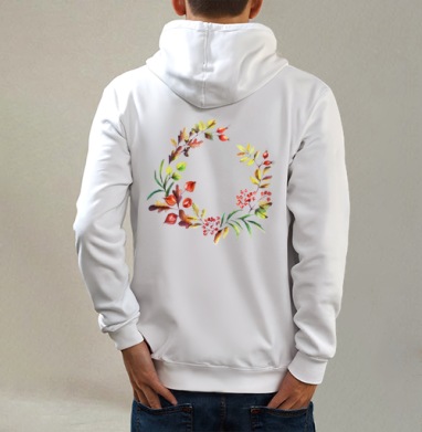 Осенний родной, Толстовка на молнии, печать на спине. муж. белая v3 320гр