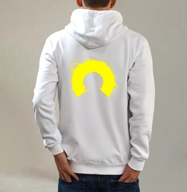 Power of sun / Сила солнца, Толстовка на молнии, печать на спине. муж. белая v3 320гр