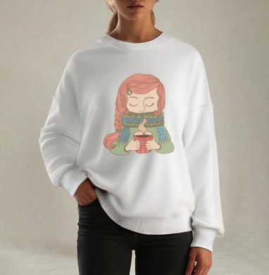 Согревающие вещи, Свитшот оверсайз белый женский