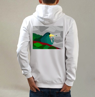 Сторож леса, Толстовка на молнии, печать на спине. муж. белая v3 320гр