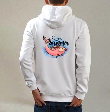 SweetSummer / СладкоеЛето, Толстовка на молнии, печать на спине. муж. белая v3 320гр