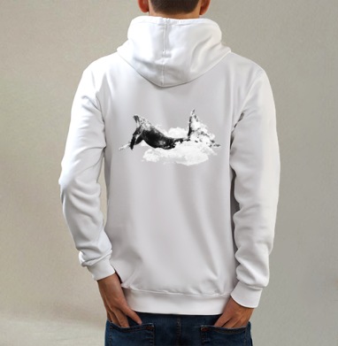Черно-белый сон, Толстовка на молнии, печать на спине. муж. белая v3 320гр