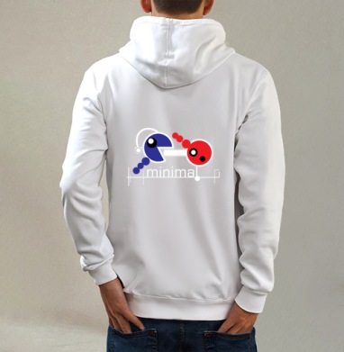 Минимал, Толстовка на молнии, печать на спине. муж. белая v3 320гр