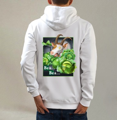Money cabbage / Денежная капуста, Толстовка на молнии, печать на спине. муж. белая v3 320гр