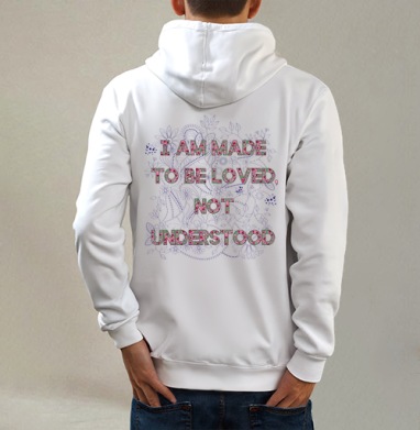 Не для понимания, Толстовка на молнии, печать на спине. муж. белая v3 320гр