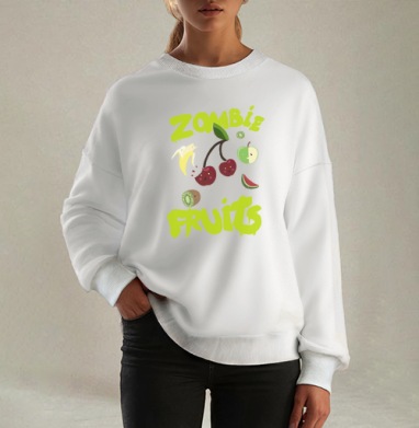 Неоновый принт Zombie Fruits с яркими фруктами, Свитшот оверсайз белый женский