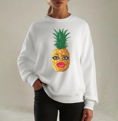 Fruity Lips / Фруктовые губки, Свитшот оверсайз белый женский