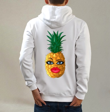 Fruity Lips / Фруктовые губки, Толстовка на молнии, печать на спине. муж. белая v3 320гр