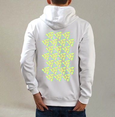 Футболка-самоделка, Толстовка на молнии, печать на спине. муж. белая v3 320гр