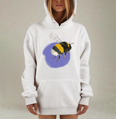 Жёлтая пчела в полёте на лавандовом фоне пчела в полёте, Hoodie Mjhigh Dig, оверсайз, утепленная