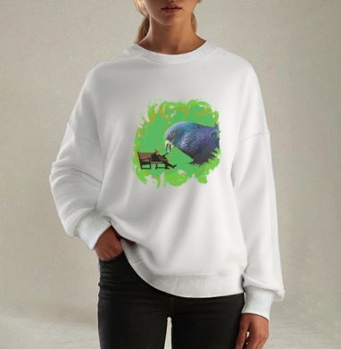 Гигантский голубь и человек на скамейке – сюрреализм - LOVE SAVE THE WORLD !