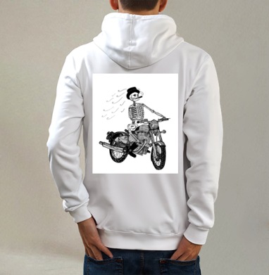 moto, Толстовка на молнии, печать на спине. муж. белая v3 320гр