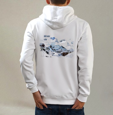 mountain оптом, Толстовка на молнии, печать на спине. муж. белая v3 320гр