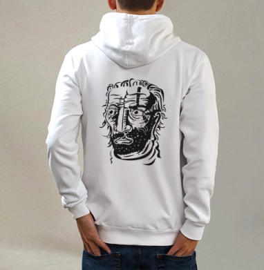 Николай, Толстовка на молнии, печать на спине. муж. белая v3 320гр