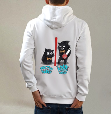 pretty pussy / милая киска, Толстовка на молнии, печать на спине. муж. белая v3 320гр